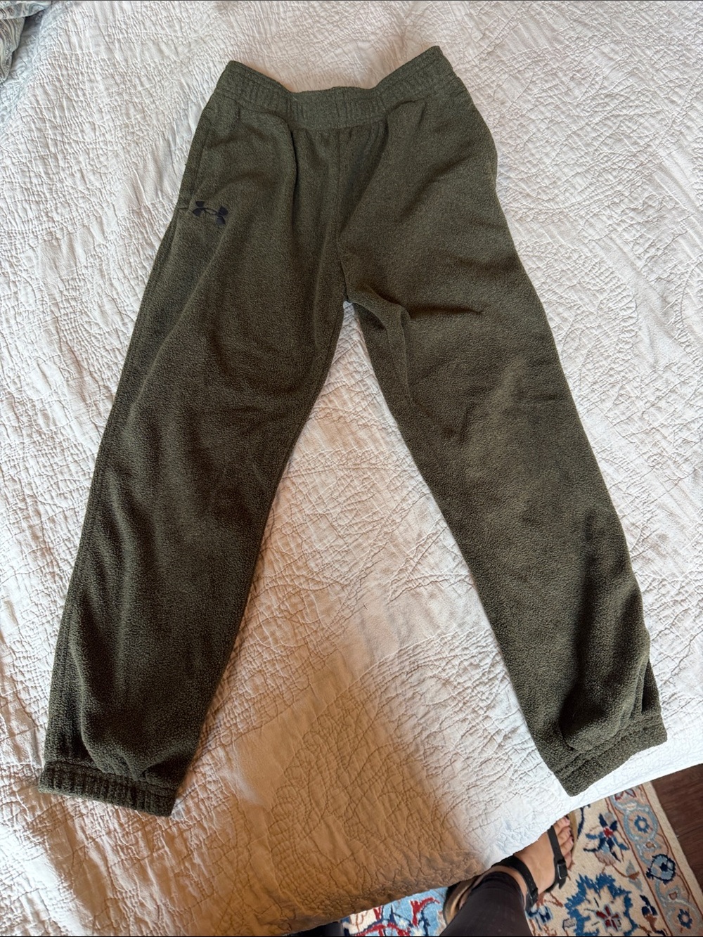 Under Armour Kids Olive Green Fleece Joggers with Logo